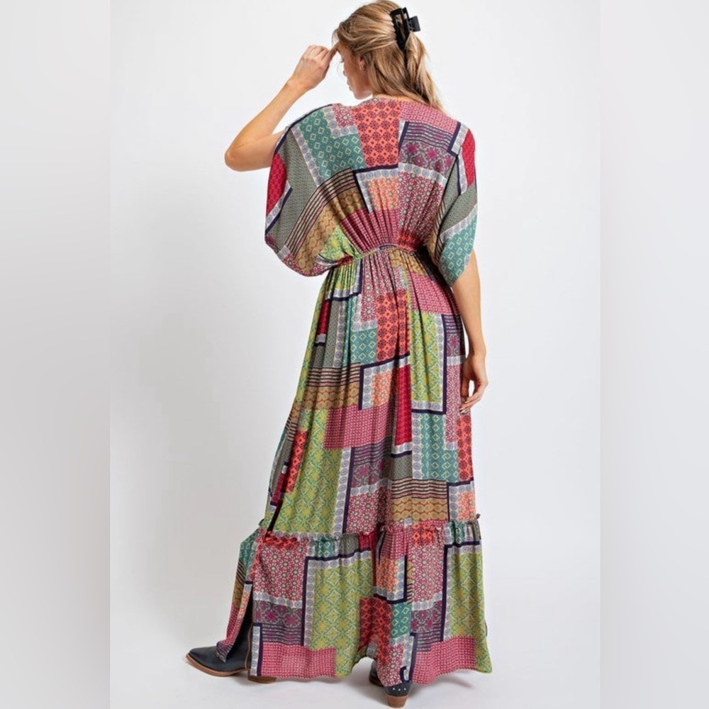Easel Multicolor Patchwork Maxi Dress - Picture 2 of 4